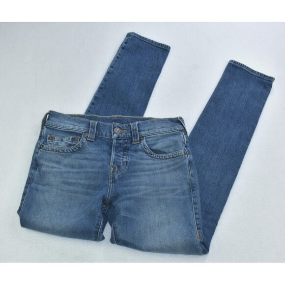 True Religion Rocco Relaxed Skinny Womens Jeans Size 29 Mid Rise Medium Wash - Picture 1 of 16